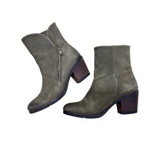 Bussola Ramona Ankle Boots Womens 38 Military Green Excellent Leather Block Heel